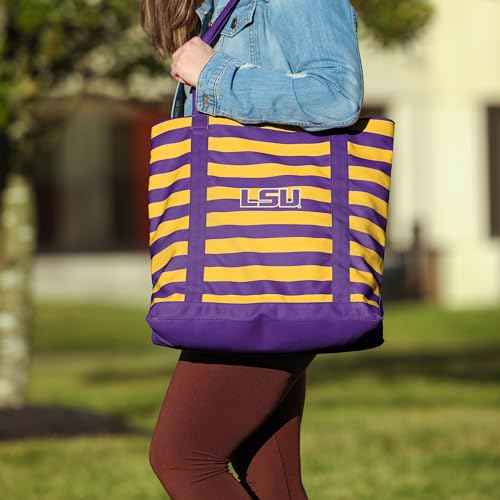 FOCO NCAA College Team Logo Stripe Canvas Tote Bag