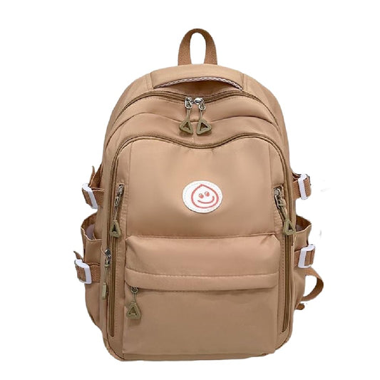 ANEBIPLE Cute Backpack with Bonus Accessories Kawaii Concise Leisure Backpack, Large Capacity (05 Khaki)