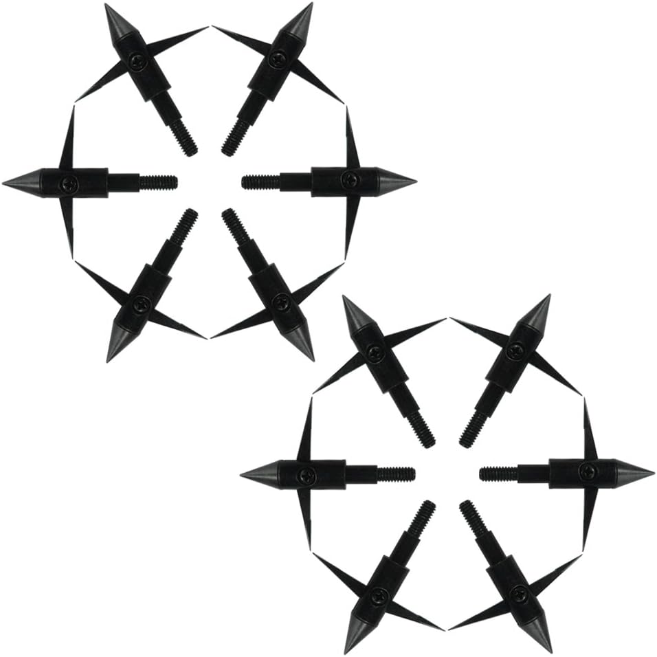 12Pcs Fishing Arrowheads Screw-on Points 150 Grain Black Bowfishing Screw Tips Broadheads for Fishing Arrow Compound Bow, Crossbow and Recurve Bow