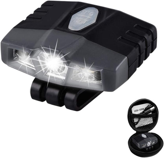Ultra Bright Mini Hands Free LED Clip on Cap Light - Rechargeable Waterproof Hat Light Flashlight Portable Headlamp for Running Fishing Camping Hand Work Baseball Caps