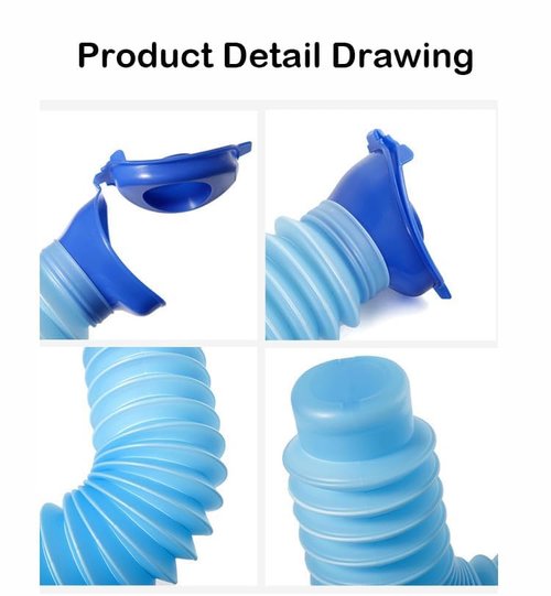 MEETYEHUA Portable Mini Outdoor Camping Travel Shrinkable Personal Mobile Toilet Bottle,Unisex Adjustable Emergency Urinal Portable Toilet for car 750ml (Blue)