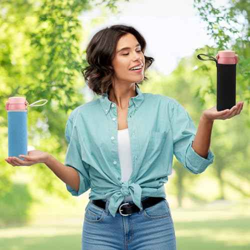 Zhehao 2 Pieces Neoprene Water Bottle Sleeve 18 oz - 19.4 oz Carrier Nylon Bottle Cover for Sport Portable Glass Drink Cup, 550 ml(Black, Blue)