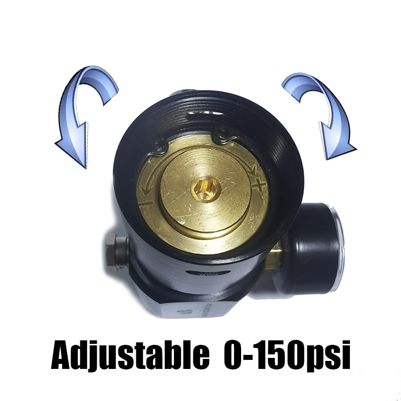 Aopkeo CO2 Low Pressure Regulator Adjustable Output 0-150psi Max Input 2000psi for Paintball Airsoft PCP Diving G1/2 Tanks (Regulator with Fill Whip)