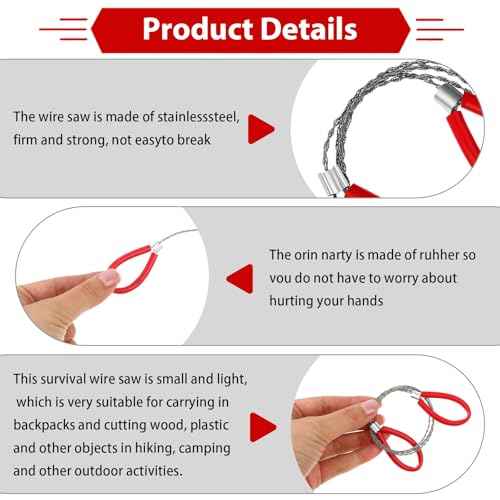 Stainless Steel Cable Saw, 4 PCS Mini Camping Saws Emergency Hand Pocket Survival String Rope Wire Saws Metal PVC Cable Cutting Saw for Home Hiking Hunting Camping, 27.56 Inch