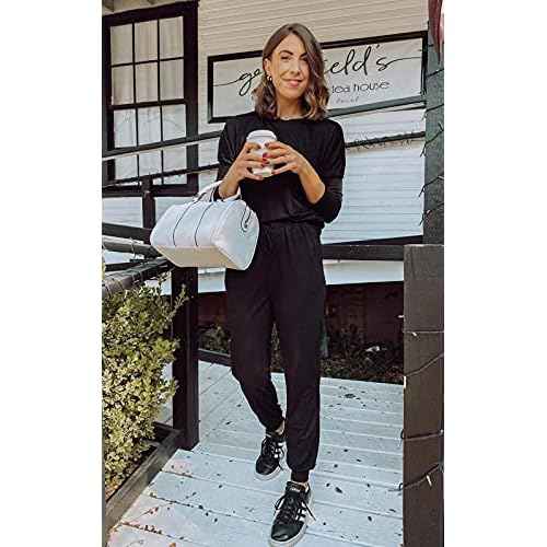 PRETTYGARDEN Women Fall 2 Piece Lounge Outfit Long Sleeve Tops High Waisted Jogger Pants Set Spring Travel Clothes Tracksuit