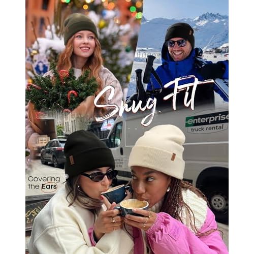 FURTALK Womens Winter Warm Satin Lined Beanie Hats Silk Lining Unisex Knit Slouchy Caps