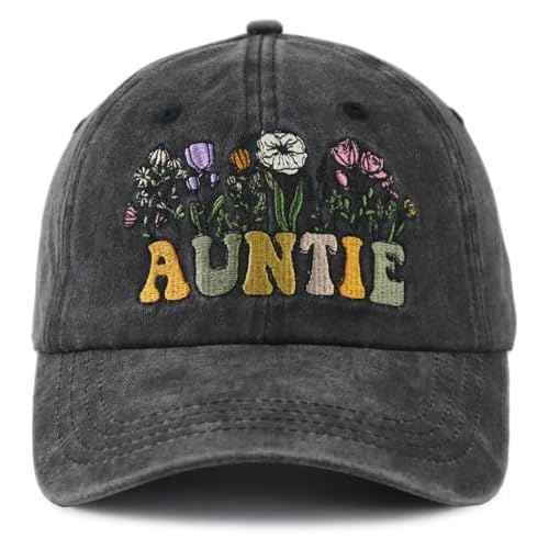 Auntie Hat for Women, Adjustable Embroidered Cotton Aunt Garden Baseball Cap