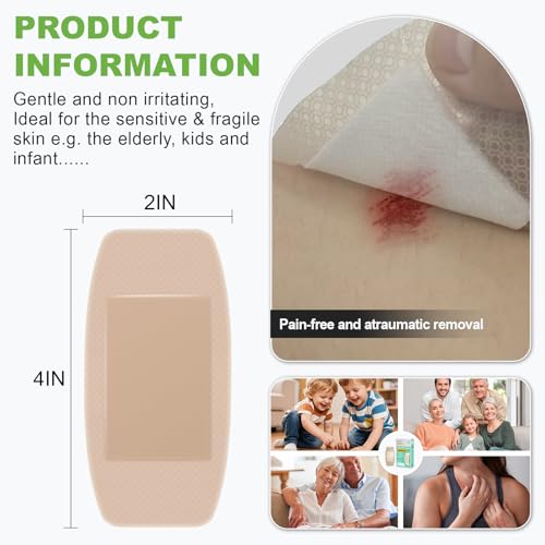 Waterproof Silicone Bandages for Sensitive Skin 2x4 Inches - 20 Count