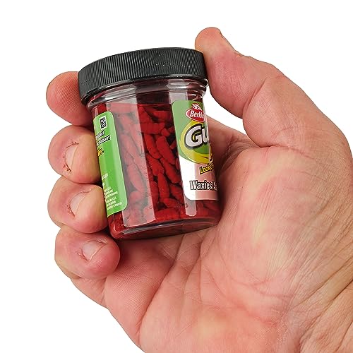 Berkley Gulp! Alive! Waxies Fishing Bait, Red Wiggler, 0.5in, Extreme Scent Dispersion, Great Replacement for Live Waxworms, Ideal for Panfish, Trout and More