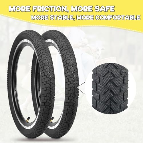 20 Inch Bicycle Tire and Inner Tube Set - Black, 2 Pack with Pry Bars - Suitable for MTB, BMX, Kids Bikes - Variation: Black/2 Tires + 2 Tubes