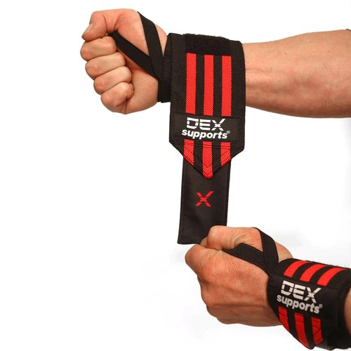 DEXsupports Wrist Wraps (Pair), Grip with Thumb Loop, 19.5" Gym Straps, Wrist Straps for Weightlifting, Best Wrap for Powerlifting Competition, Strength Training, Bodybuilding Mens and Womens