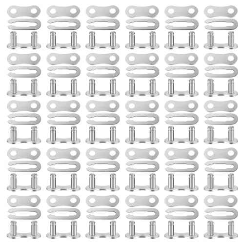 30 Set Bike Chain Master Link, Single Speed Bicycle Missing Link Bike Chain Link Connectors Repair Parts for Mountain Bike BMX Bike Motorcycles (Silver)