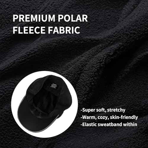 Ponytail Winter Hats for Women Reflective Fleece Ponytail Hat for Running Workouts,Black