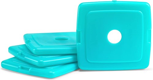 Cool Coolers by Fit & Fresh XL Slim Ice Packs (4 Pack) and Slim Ice Packs (4 Pack), Quick Freeze Space Saving Reusable for Lunch Boxes or Coolers