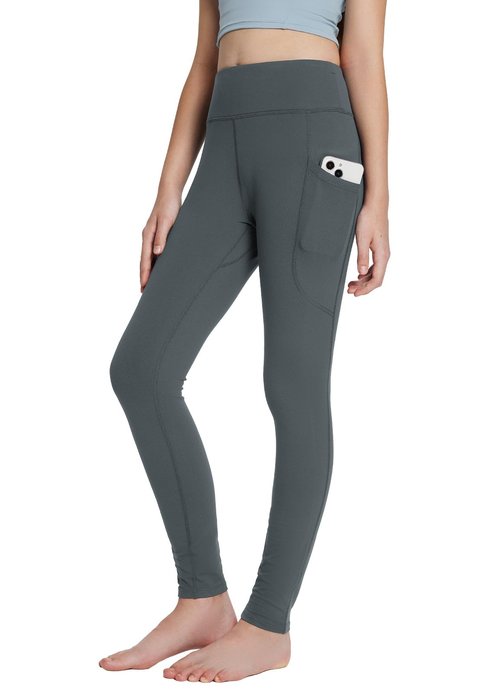 baleaf Youth Girls Fleece Lined Leggings Winter Warm High Waisted Kids Athletic Pants Hiking Running Yoga Grey S