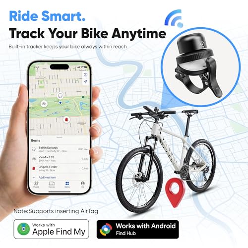 Anti-Theft Bike Bell with Bluetooth Tracker for iOS & Android - Black