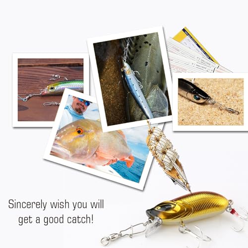 Size 1+1 (40lb) 50 pcs Stainless Steel Duo Lock Fishing Snap Swivels Saltwater & Freshwater Tackle