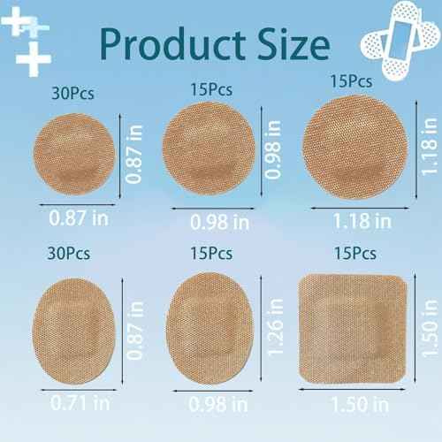 120Pcs Breathable Fabric Small Bandages, Round Oval and Square Flexible Adhesive Strips for Face and Small Wounds Protection Care