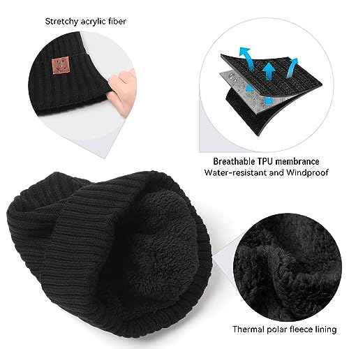 OZERO Knit Beanie Winter Hat, Thermal Thick Polar Fleece Snow Skull Cap for Men and Women