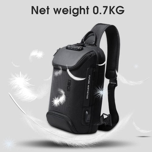 BANGE Anti theft Sling Backpack with Lock, Men's Sling Bag for Men, Shoulder Crossbody Backpack with USB Charging Port for Men and Women