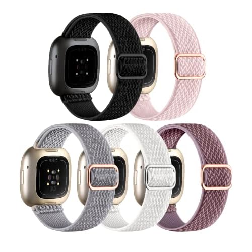 Adorve Compatible with Fitbit Versa 3/Fitbit Versa 4 /Fitbit Sense/Sense 2 Bands for Women Men, Adjustable Stretchy Solo Loop Elastic Nylon Sport Strap for SmartWatch Replacement