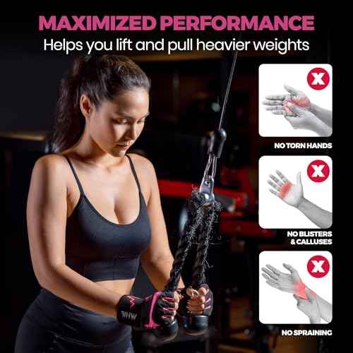 MhIL Workout Gloves for Women ? Breathable Gym Gloves for Women with Palm Protection and Enhanced Grip ? Padded Weight Lifting Glove for Womens with Wrist Wraps Support Weightlifting Exercise Cycling