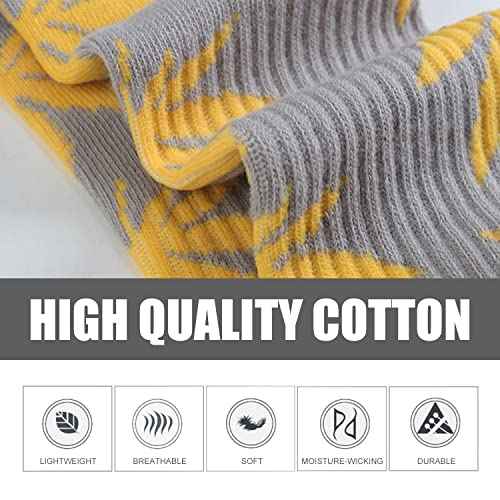 DOOVID Weed Leaf Printed Cotton Tube Socks - Maple Leaf Fashion Sports High Crew Socks for Women & Men