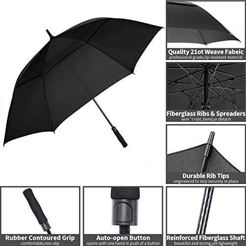 Extra Large Golf Umbrella 68 Inch Automatic Windproof Waterproof Sun Protection Black