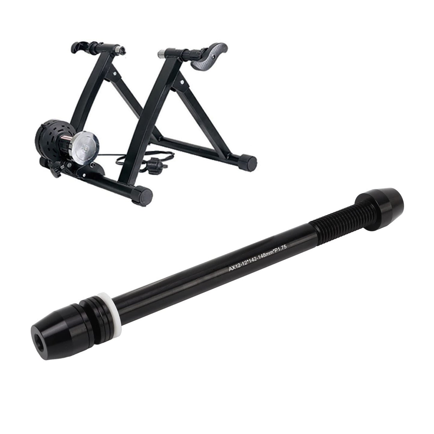 Focket Trainer Thru Axle, Aluminium Alloy Thru Axle Adapter Rear Wheel Skewer for Indoor, Trainer for Road Mountain Bike, Length 142mm to 148mm Boost, for M12x142 to M12x148mm Hub