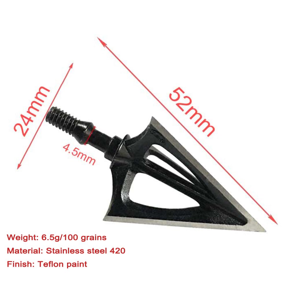 JIANZD Archery Broadheads 100 Grain Fixed Blades Screw-in Arrowheads for Crossbow Recurve Bow and Compound Bow