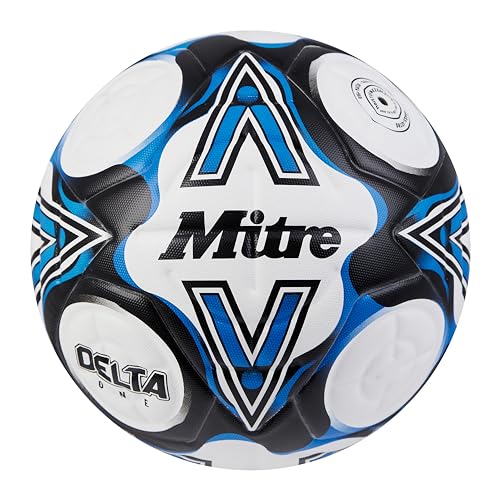 Mitre Soccer Ball - FIFA Quality Approved, Delta One White/Black/Blue - 5