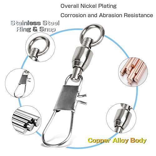 Fishing Swivel Snap Set 25pcs Size 3 37.9lb Saltwater High Strength Ball Bearing