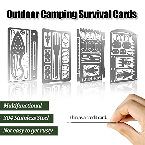 7PCS Survival Card Multitool Kit with Fishing Line & Gear for Camping and Hiking