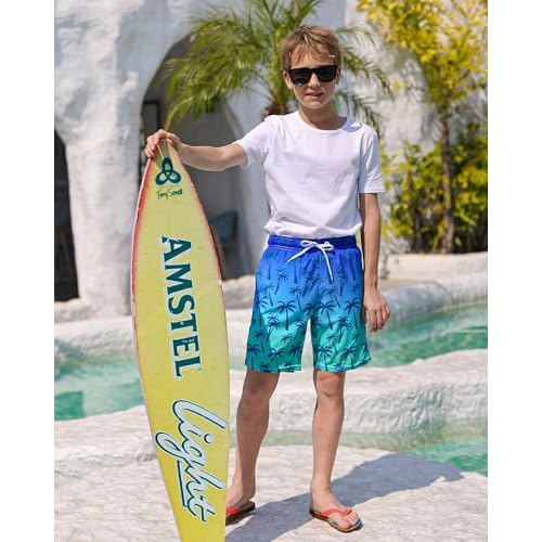 OlyPegic Boys Swim Trunks with Boxer Brief Liner Compression Boy Bathing Suit Quick Dry Beach Swimsuit Toddler Swim Shorts