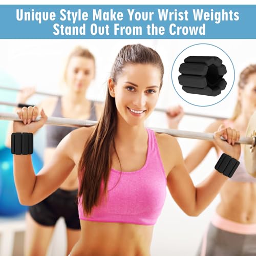 Wrist Weights Set of 2 for Women & Men - Adjustable Silicone Ankle & Wrist Weights, Black