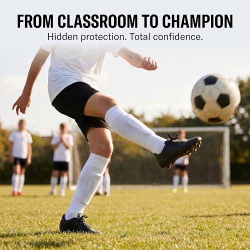 Mini Soccer Shin Guards for Youth & Adults - Black 2 Pair