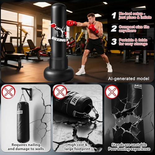 70 Inch Heavy Boxing Punching Bag with Gloves and Pump for Adults