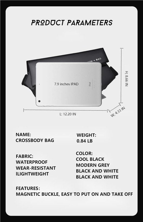 Trendy Montage Crossbody Bags for wen women, Upgrade Buckle Hiking Daypack, Waterproof Sling Chest Bag Backpack (Cool black)