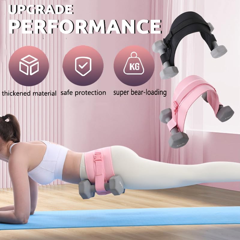 GLEAP Exercise Hip Thrust Belt, Booty Belt for Hip Thrust Use with Dumbbells, Kettlebells, Plates, Glute Trainer for Home Workouts with Non Slip Padding (Black)