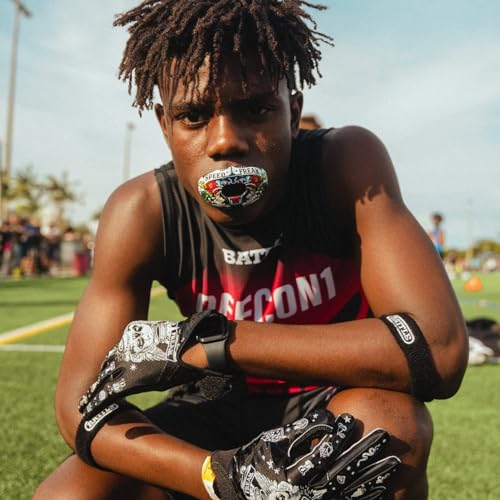 Battle Sports Oxygen Football Mouthguard - Football Mouth Guard with Strap, Superior Airflow & Better Performance, Maximum Breathability, Works with Braces (Money Man 3.0)