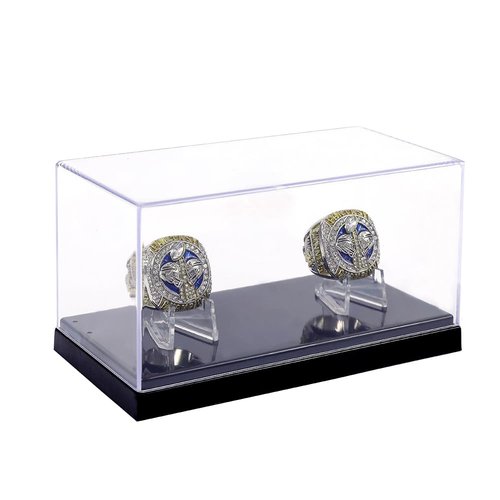 Championship Ring Display Case Box Holder Storage 2 Slot Hole Single for Football/Baseball/Basketball/Hockey/High School/Class/Graduate/College/Team/Father's Souvenir Sports Championship Ring