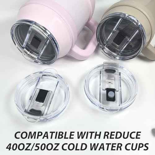 Replacement Lids Compatible With Reduce 50 oz 40 oz Tumbler, Spill Proof Splash Resistant Seamless Transparent Cup Lid Replacement for Reduce Tumbler Covers