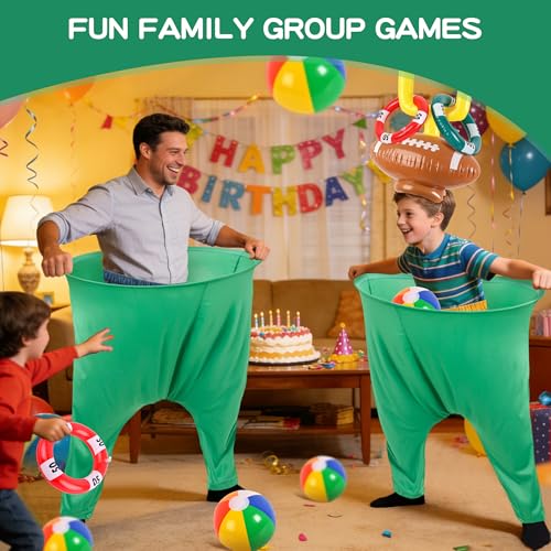 Green 22PCS Outdoor Family Yard Game Set with Inflatable Football & Accessories