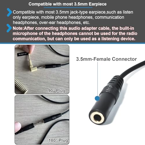 2.5mm to 3.5mm Radio Earpiece Adapter Cable for Motorola Walkie-Talkies