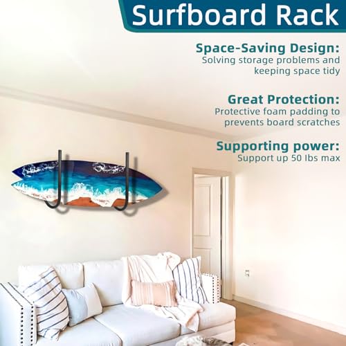 SUP Paddle Board and Kayak Wall Mount Storage Rack - 1 Set
