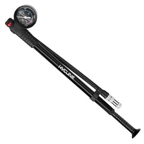 Hycline Shock Pump for Mountain Bike, High Pressure 300 Psi for Front Fork and Rear Bicycle Suspension Air Pump with Gauge Fits Schrader & Presta Tire Valve-Black