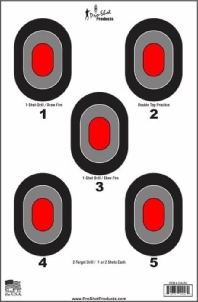 Pro Shot Bullseye with Red Centers, Red/Black on White, 23" x 35" (530-RC-5PK)