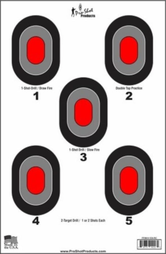 Pro Shot Bullseye with Red Centers, Red/Black on White, 23" x 35" (530-RC-5PK)