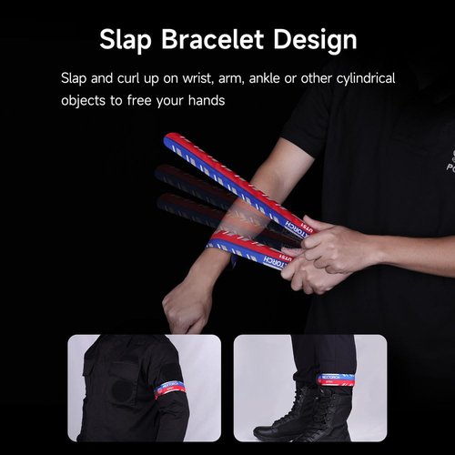 NEXTORCH Red and Blue Flashing Police Lights, Rechargeable LED Slap Bracelet Strobe Light for Police Law Enforcement Bike Riding Security, Night Safety Dog Walking Running Cycling Emergency 1 Pack