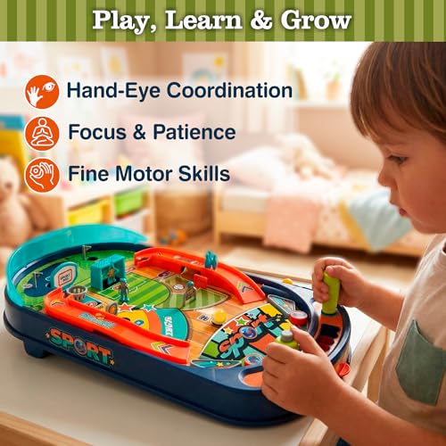 Kids Mini Pinball Machine Tabletop Arcade Game with Obstacles & Flippers
